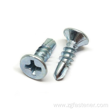 Blue and White Zinc Countersunk Head Drilling Screw